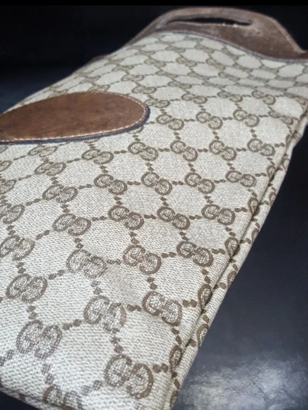 Gucci Italy Leather-Trim Tote